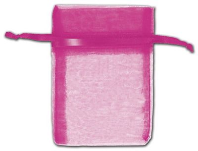 Hot Pink Organza Bags, 3 x 4
