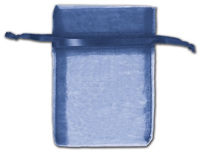 Navy Organza Bags, 3 x 4