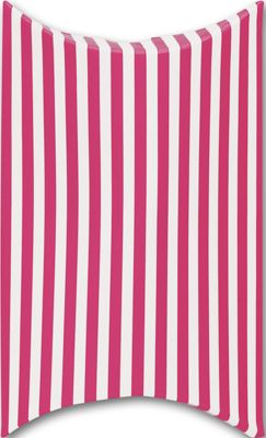 Hot Pink Striped Paper Pillow Boxes, 3 1/2 x 3 x 1' - Gifts Baskets Wholesale Supplies Shop