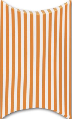 Orange Striped Paper Pillow Boxes, 3 1/2 x 3 x 1' - Gifts Baskets Wholesale Supplies Shop