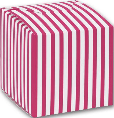 Hot Pink Striped Paper Boxes, 2 x 2 x 2' - Gifts Baskets Wholesale Supplies Shop