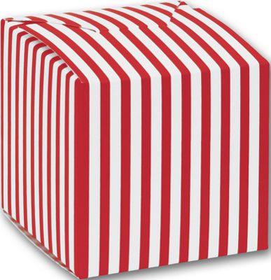 Red Striped Paper Boxes, 3 1/4 x 3 1/4 x 3 3/4' - Gifts Baskets Wholesale Supplies Shop