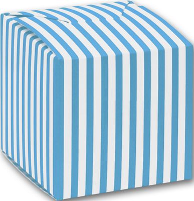 Blue Striped Paper Boxes, 3 1/4 x 3 1/4 x 3 3/4' - Gifts Baskets Wholesale Supplies Shop