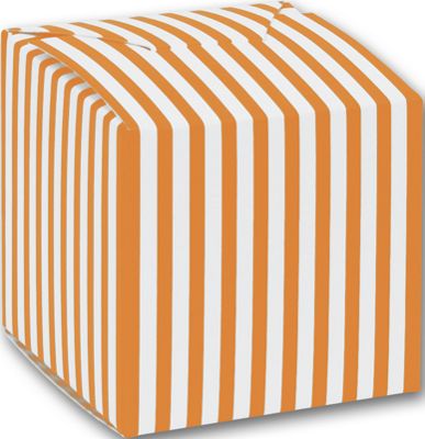 Orange Striped Paper Boxes, 3 1/4 x 3 1/4 x 3 3/4' - Gifts Baskets Wholesale Supplies Shop