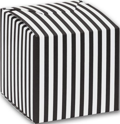 Black Striped Paper Boxes, 3 1/4 x 3 1/4 x 3 3/4' - Gifts Baskets Wholesale Supplies Shop