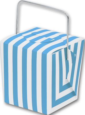Blue & White Striped Take Out Event Boxes - Gifts Baskets Wholesale Supplies Shop
