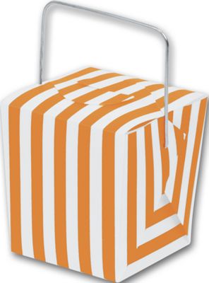Orange & White Striped Take Out Event Boxes - Gifts Baskets Wholesale Supplies Shop