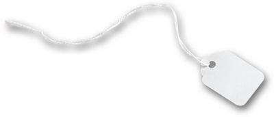 White Merchandise Tags w/ White String, 7/8 x 1 1/4' - Gifts Baskets Wholesale Supplies Shop