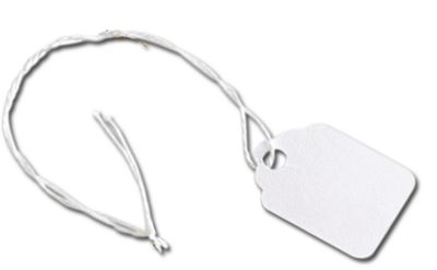 White Merchandise Tags w/ White String, 3/4 x 1 1/8