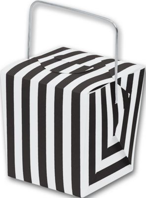 Black & White Striped Take Out Event Boxes - Gifts Baskets Wholesale Supplies Shop