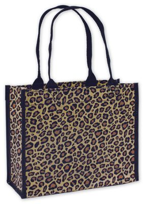 Leopard Woven Poly Bags, 10 x 4 x 8