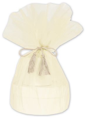Ivory Organza Wraps with Tassels, 48' Diameter - Gifts Baskets Wholesale Supplies Shop