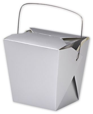Metallic Silver Paper Event Boxes, 4 x 3 1/2 x 4' - Gifts Baskets Wholesale Supplies Shop