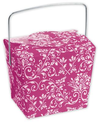 Hot Pink Damask Event Boxes, 2 3/4 x 2 x 2 1/2' - Gifts Baskets Wholesale Supplies Shop