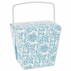 Turquoise Damask Event Boxes, 4 x 3 1/2 x 4