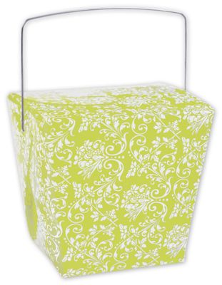 Lime Damask Event Boxes, 4 x 3 1/2 x 4' - Gifts Baskets Wholesale Supplies Shop