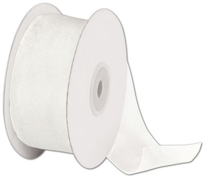 Organdy White Ribbon, 1 1/2' x 50 Yds - Gifts Baskets Wholesale Supplies Shop