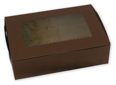 Chocolate Windowed Standard Cupcake Boxes, 12 Cup - Gifts Baskets Wholesale Supplies Shop