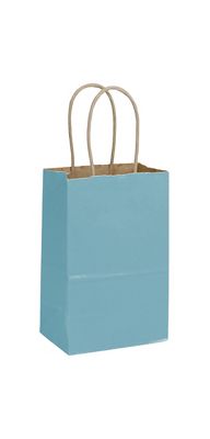 Robin's Egg Color-on-Kraft Shoppers, 5 1/4 x 3 1/2 x 8 1/4 - Gifts Baskets Wholesale Supplies Shop