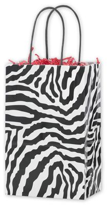 Zebra Printed Mini Cub Shoppers, 5 1/4 x 3 1/2 x 8 1/4' - Gifts Baskets Wholesale Supplies Shop