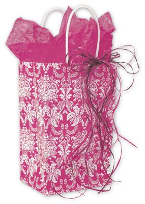 Honeysuckle Damask Shoppers, 5 1/4 x 3 1/2 x 8 1/4' - Gifts Baskets Wholesale Supplies Shop