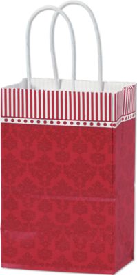 Red Damask Shoppers, 5 1/4 x 3 1/2 x 8 1/4' - Gifts Baskets Wholesale Supplies Shop