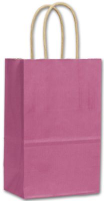 Bubblegum Varnish Stripe Shoppers, 5 1/4 x 3 1/2 x 8 1/4' - Gifts Baskets Wholesale Supplies Shop