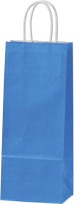 Blue Holiday Color-On-Kraft Wine Shoppers, 5 1/4x3 1/2x13' - Gifts Baskets Wholesale Supplies Shop