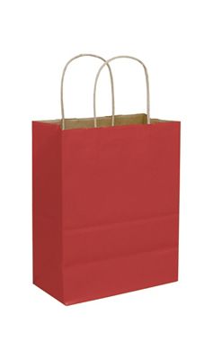 Brick Red Color-on-Kraft Shoppers, 8 1/4 x 4 1/4 x 10 3/4' - Gifts Baskets Wholesale Supplies Shop