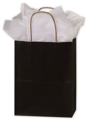 Black Color-on-Kraft Shoppers, 8 1/4 x 4 1/4 x 10 3/4' - Gifts Baskets Wholesale Supplies Shop
