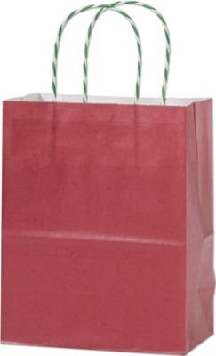 Red Holiday Color-On-Kraft Shoppers, 8 1/4x4 3/4x10 1/2' - Gifts Baskets Wholesale Supplies Shop