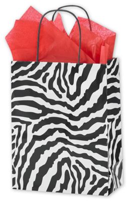 Zebra Printed Cub Shoppers, 8 1/4 x 4 1/4 x 10 3/4' - Gifts Baskets Wholesale Supplies Shop