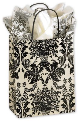 Onyx Damask Cub Shoppers, 8 1/4 x 4 3/4 x 10 1/2' - Gifts Baskets Wholesale Supplies Shop