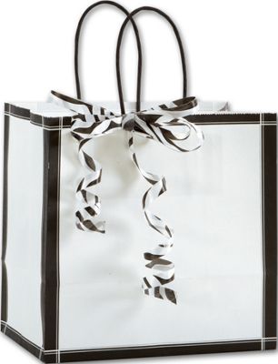 Black & White Vienna Shoppers, 8 x 5 x 8' - Gifts Baskets Wholesale Supplies Shop