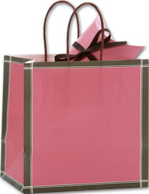 Pink & Chocolate Vienna Shoppers, 8 x 5 x 8' - Gifts Baskets Wholesale Supplies Shop