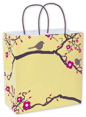 Spring Birds Shoppers, 10 x 5 x 10 1/2' - Gifts Baskets Wholesale Supplies Shop