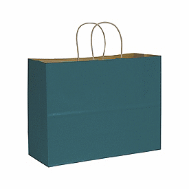 Teal Color on Kraft Shoppers, 16 x 6 x 12 1/2