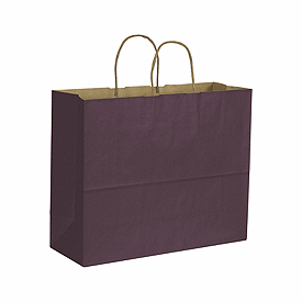 Plum Color on Kraft Shoppers, 16 x 6 x 12 1/2