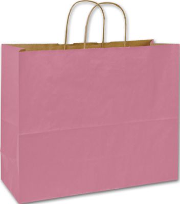 Bubblegum Color-on-Kraft Shoppers, 16 x 6 x 12 1/2' - Gifts Baskets Wholesale Supplies Shop