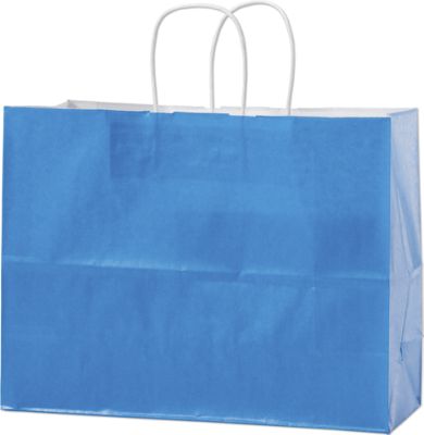 Blue Holiday Color-On-Kraft Shoppers, 16 x 6 x 12 1/2' - Gifts Baskets Wholesale Supplies Shop