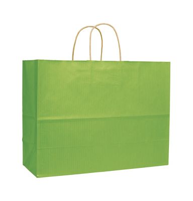 Apple Green Varnish Stripe Shoppers, 16 x 6 x 12 1/2' - Gifts Baskets Wholesale Supplies Shop