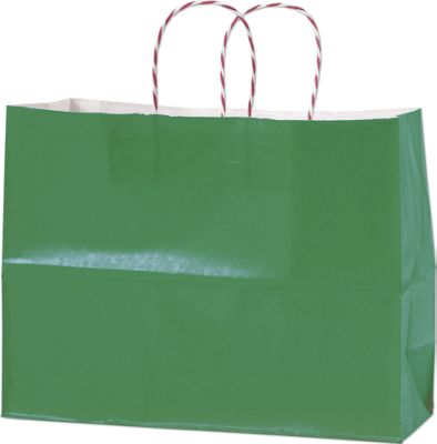Green Holiday Color-On-Kraft Shoppers, 16 x 6 x 12 1/2' - Gifts Baskets Wholesale Supplies Shop