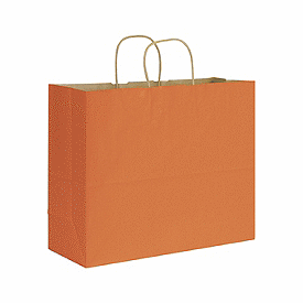 Terracotta Varnish Stripe Shoppers, 16 x 6 x 12 1/2