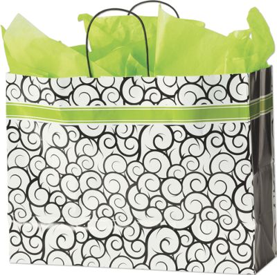 Festive Swirls Shoppers, 16 x 6 x 12 1/2' - Gifts Baskets Wholesale Supplies Shop