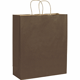 Chocolate Color-on-Kraft Shoppers, 16 x 6 x 19