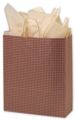 Red Gingham Printed Shoppers, 16 x 6 x 19' - Gifts Baskets Wholesale Supplies Shop