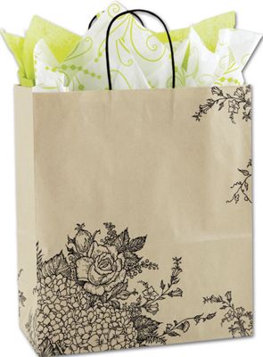 Rose Hydrangea Shoppers, 13 x 6 x 15 1/2', Mini Pack - Gifts Baskets Wholesale Supplies Shop
