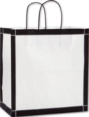 Black & White Vienna Shoppers, 13 x 7 x 13', Mini Pack - Gifts Baskets Wholesale Supplies Shop