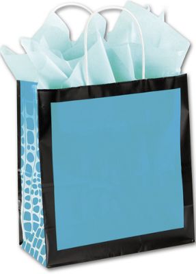 Turquoise Croc Gone Wild Shoppers, 10x5x10 1/2', Mini Pack - Gifts Baskets Wholesale Supplies Shop