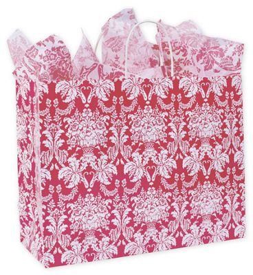 Honeysuckle Damask Shoppers, 16 x 6 x 12 1/2', Mini Pack - Gifts Baskets Wholesale Supplies Shop